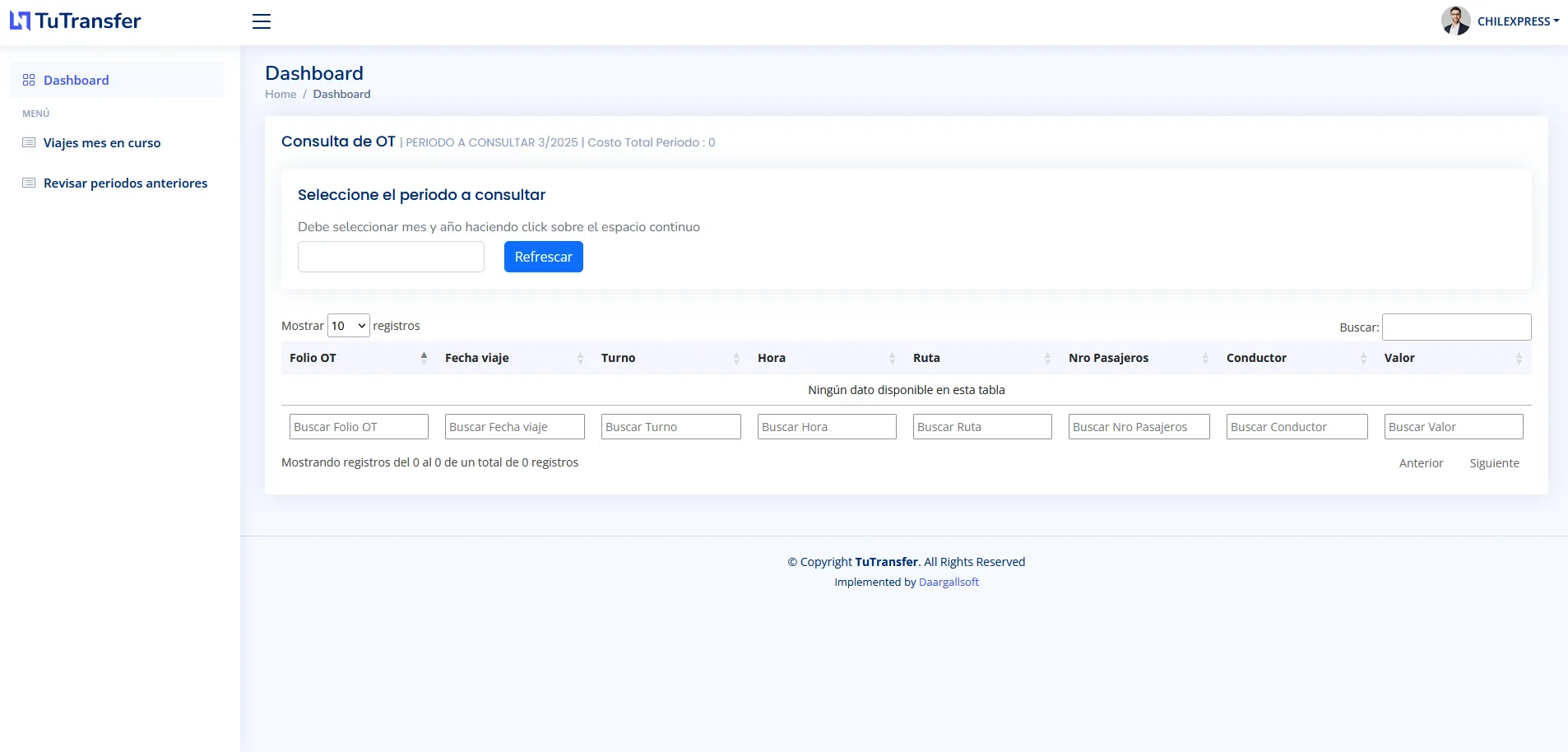 Captura Plataforma TuTransfer